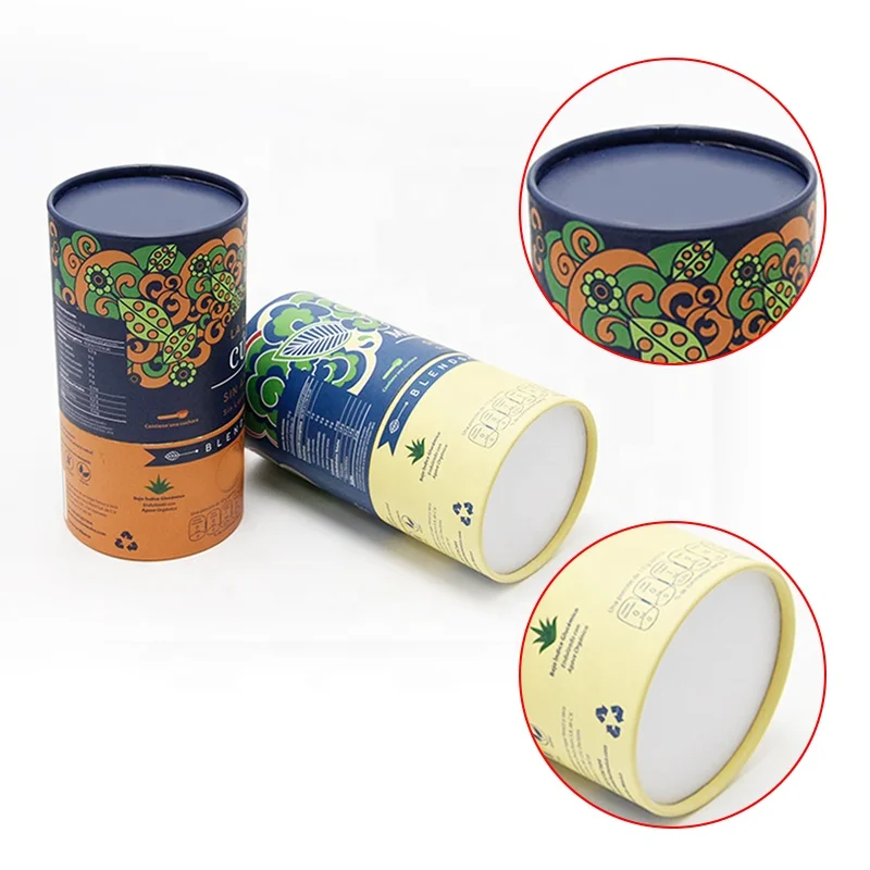 Biodegradable Tube Packaging Cylinder Paper Tube Bottle Tea Packaging Paper Cosmetic Container Kraft Cardboard Tube Box For Food