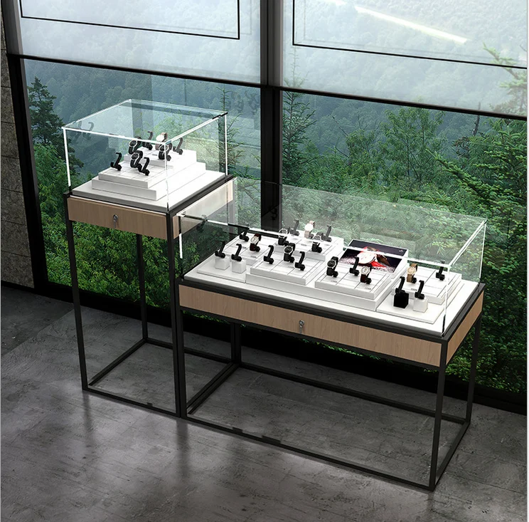Hot Selling Window Front Counter Design Round Glass Jewelry Display Cabinet Showcase for Jewelry Store