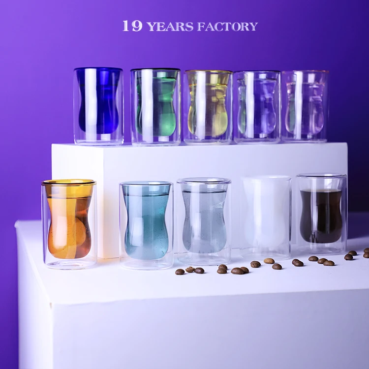 Стеклянные стаканы кофейная чашка стакан для чая с двойными стенками питья термостакан турецкой кофейной