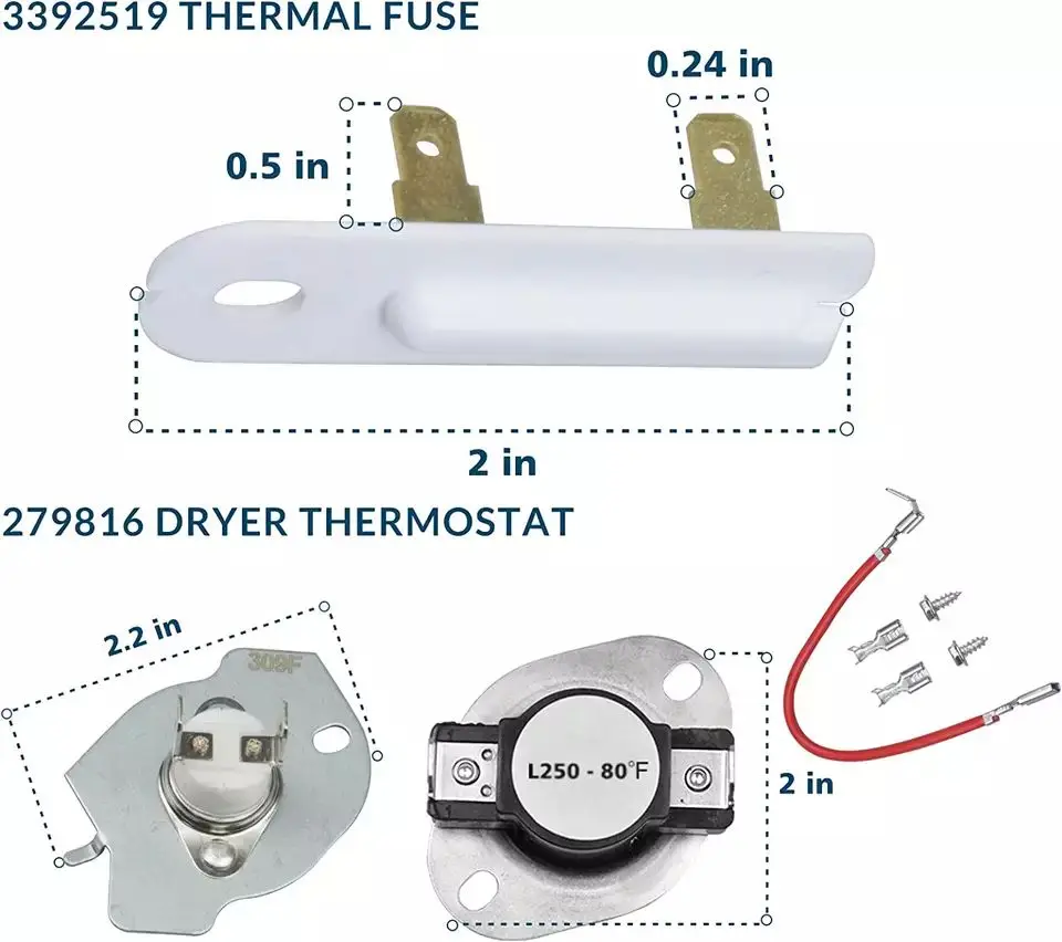 Dryer Heating Element, Thermal Fuse and Thermostat Cut Off Dryer Compatible
