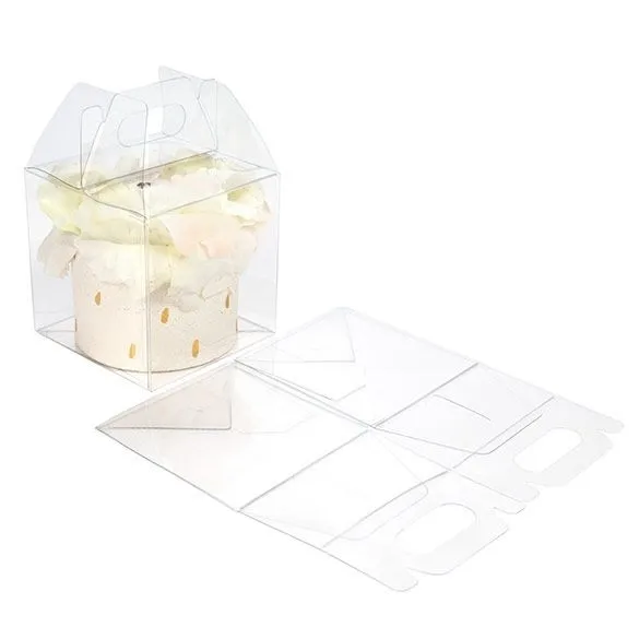 Plastic handle box  PVC/ PET Transparent  gift  clear box for mini cake  with printing cake boxes