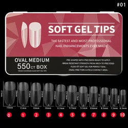Amazon New Arrival Box Packing Nail Tips Ultra Thin Traceless Scrub Long Water Drop Almond Non Engraving And Grinding False Nail