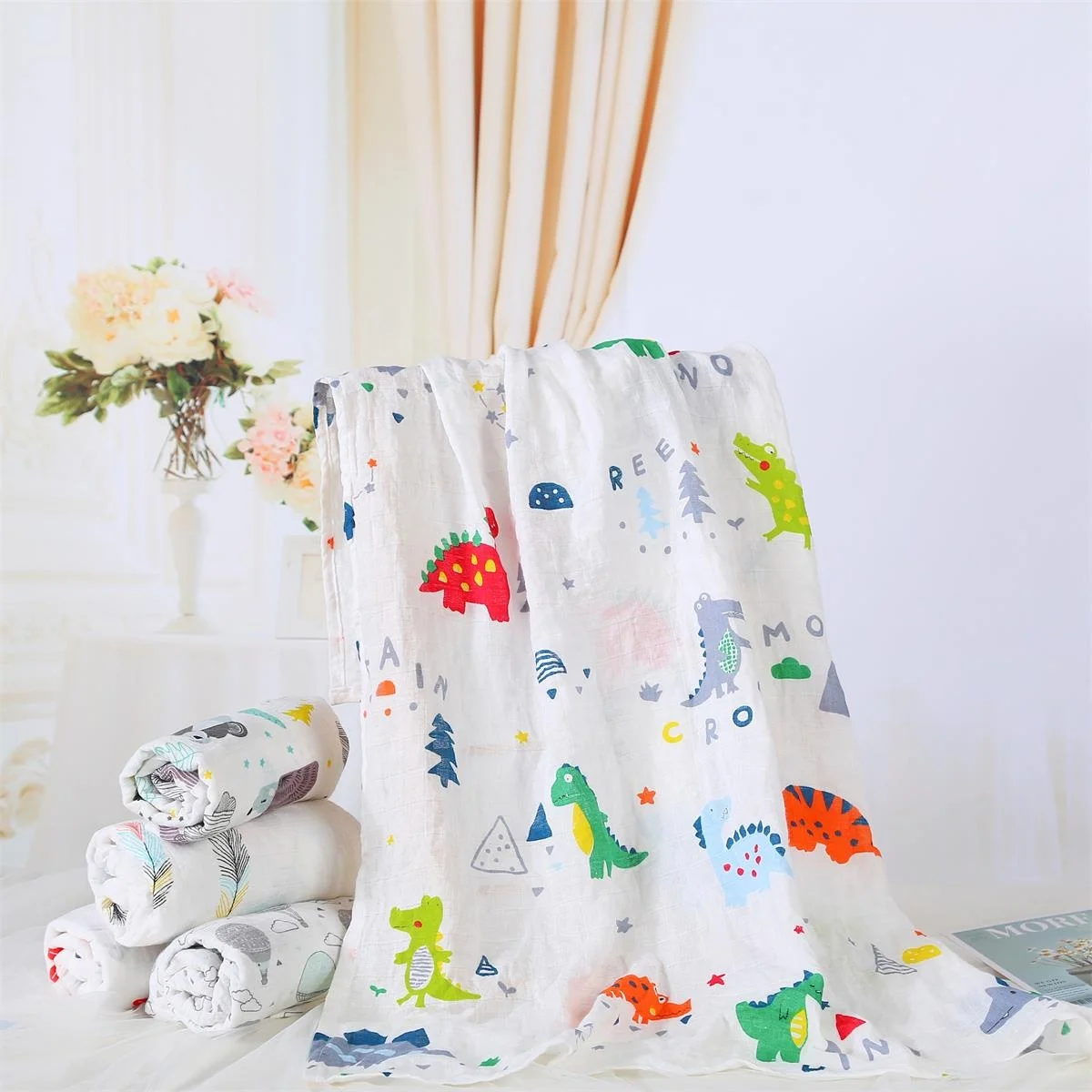 
[Simfamily]2020 Stocks Knitted Swaddle Blanket Cotton Baby Swaddle Blanket Stroller Player Organic Cotton Muslin Swaddle 