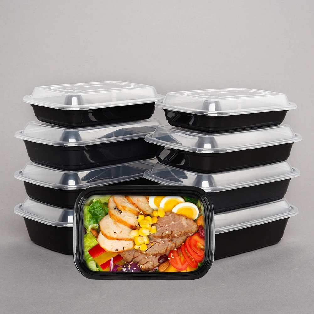 Customizable 16/24/28/32/38 Oz Microwavable Takeaway Disposable Food Packaging Plastic Container With Lid