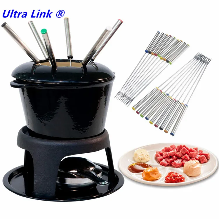 
6 Pcs Stainless Steel Fondue Forks for Chocolate Fontain Cheese Fondue Roast Marshmall Colorful Fruit Fork Kitchen Tool 