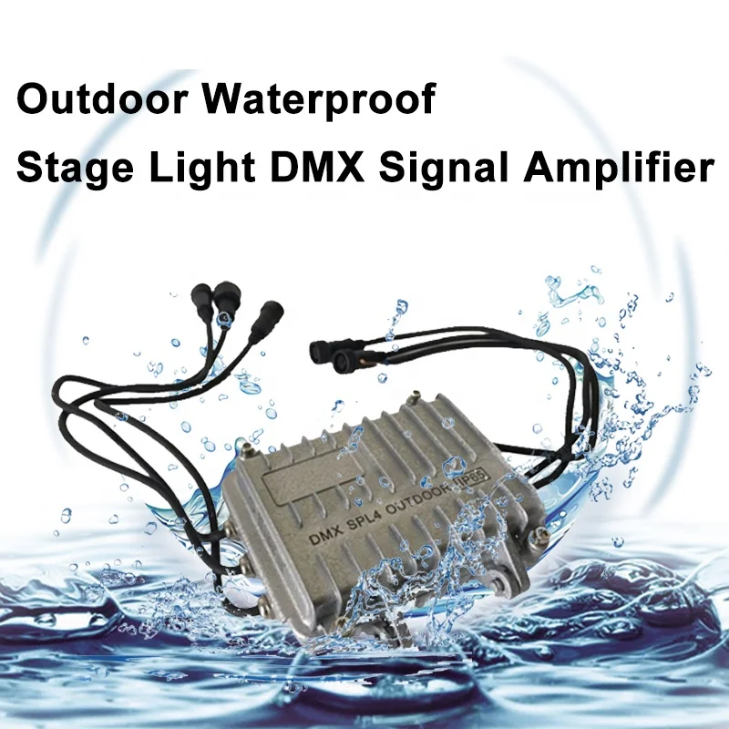 4 Ways DMX Splitter Distributor Outdoor Waterproof Stage Light DMX Signal Amplifier
