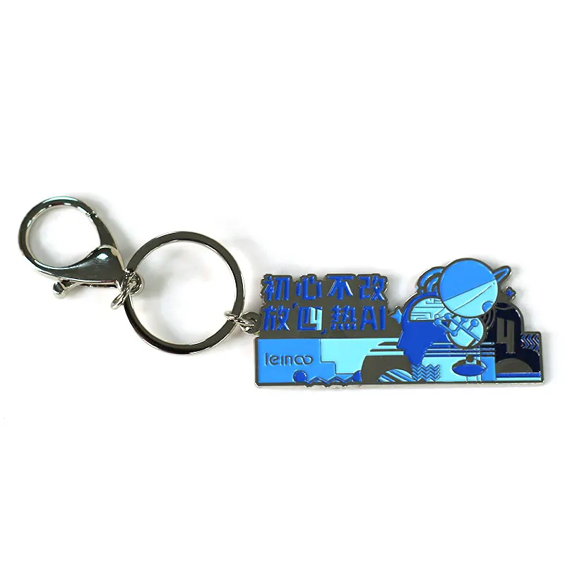 High Quality Zinc Alloy Die Casting Enamel Custom Personalized Logo Shiny Plated Silver Keyring Metal Key Chains