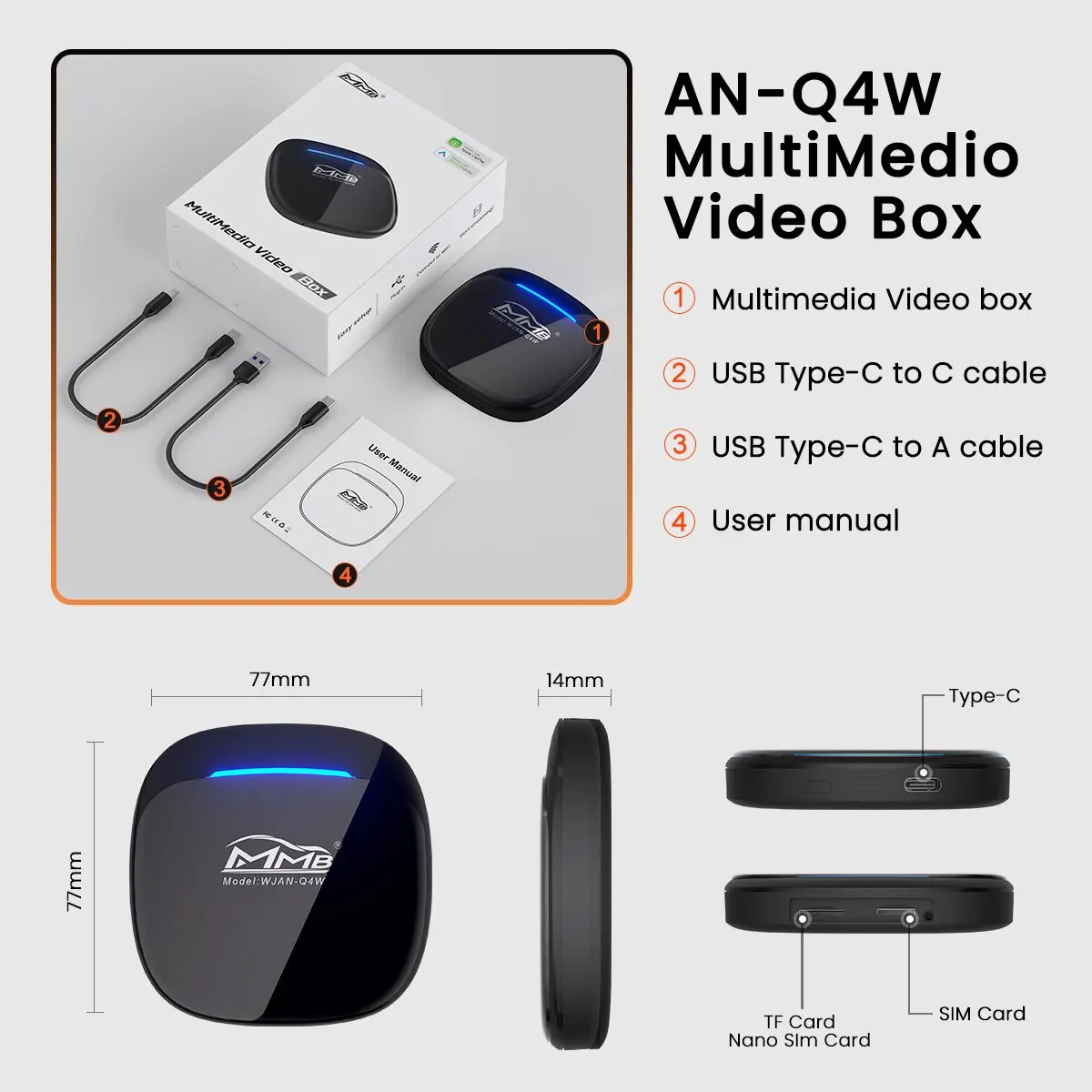 MMB Android 13  Wireless CarPlay Adapter 8+128GB Android Auto Netflix YouTube Google App Store Carplay Android Ai Box