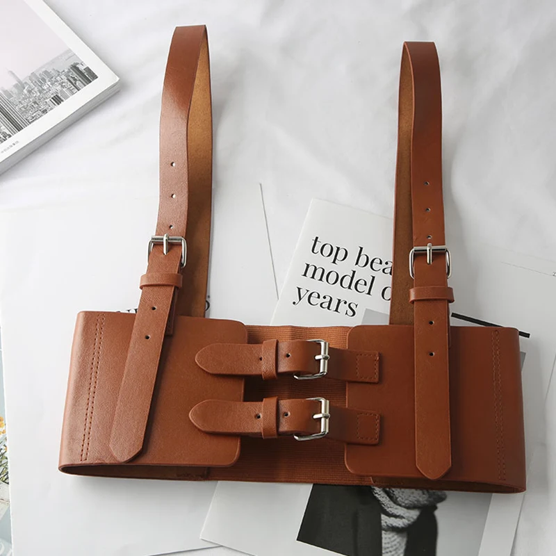  INS Fashion Solid Color Women PU Belts Personality Punk Strap Waist Seal