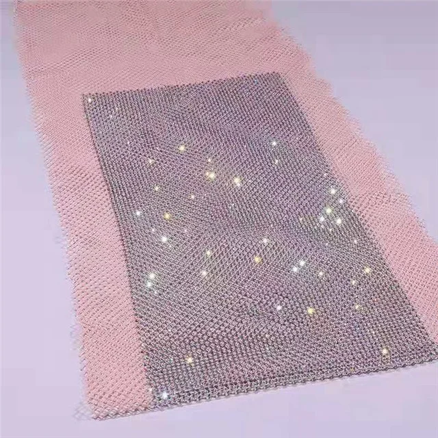 40*30cm,non hot fix rhinestone Mesh Fabric Trimming Stretch Elastic Hotfix Crystal Glass Rhinestone Net Mesh Trim sheet