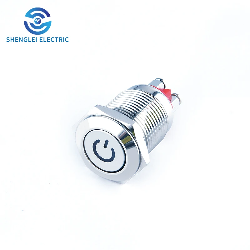 SHENGLEI 16mm push button switches four corner screw foot with lamp