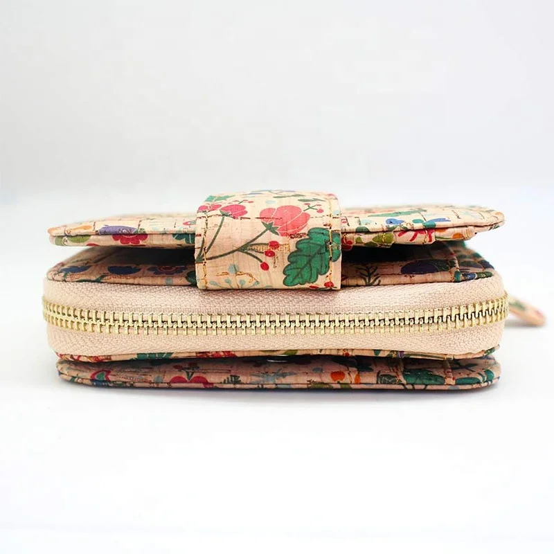 Custom DesignWomen RFID blocking Vegan Recycle Environment Simple Hand Purse for Women Cork Lady Wallet