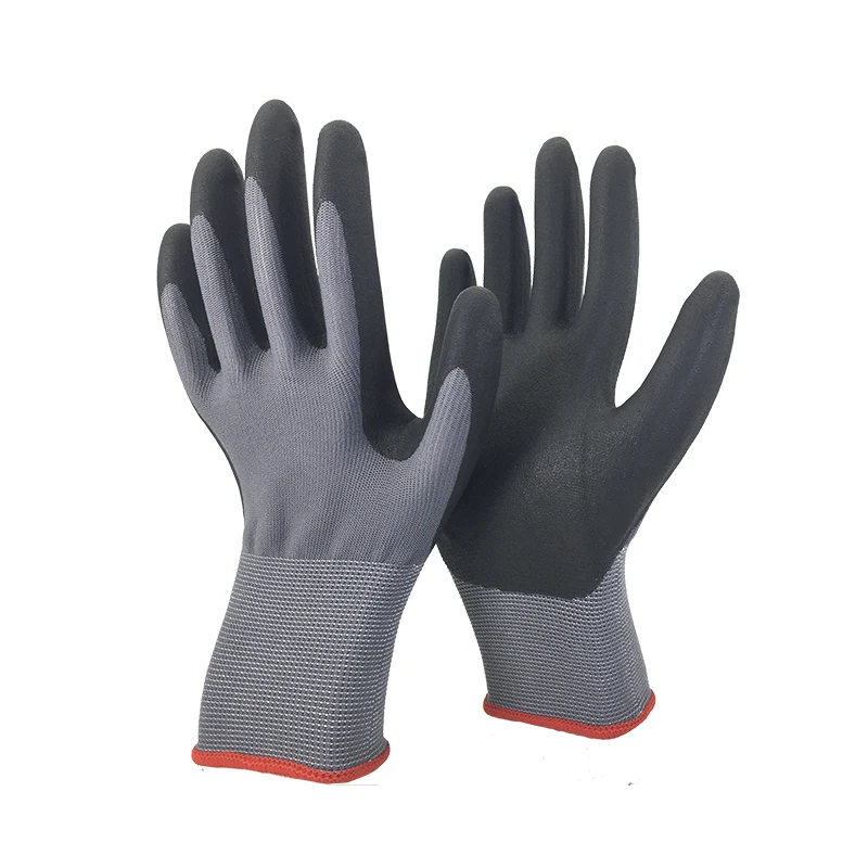NMSAFETY 13g thin nylon liner 3/4 coated foam nitrile with dots on palm work gloves anti water and oil EN388 2016 4121X