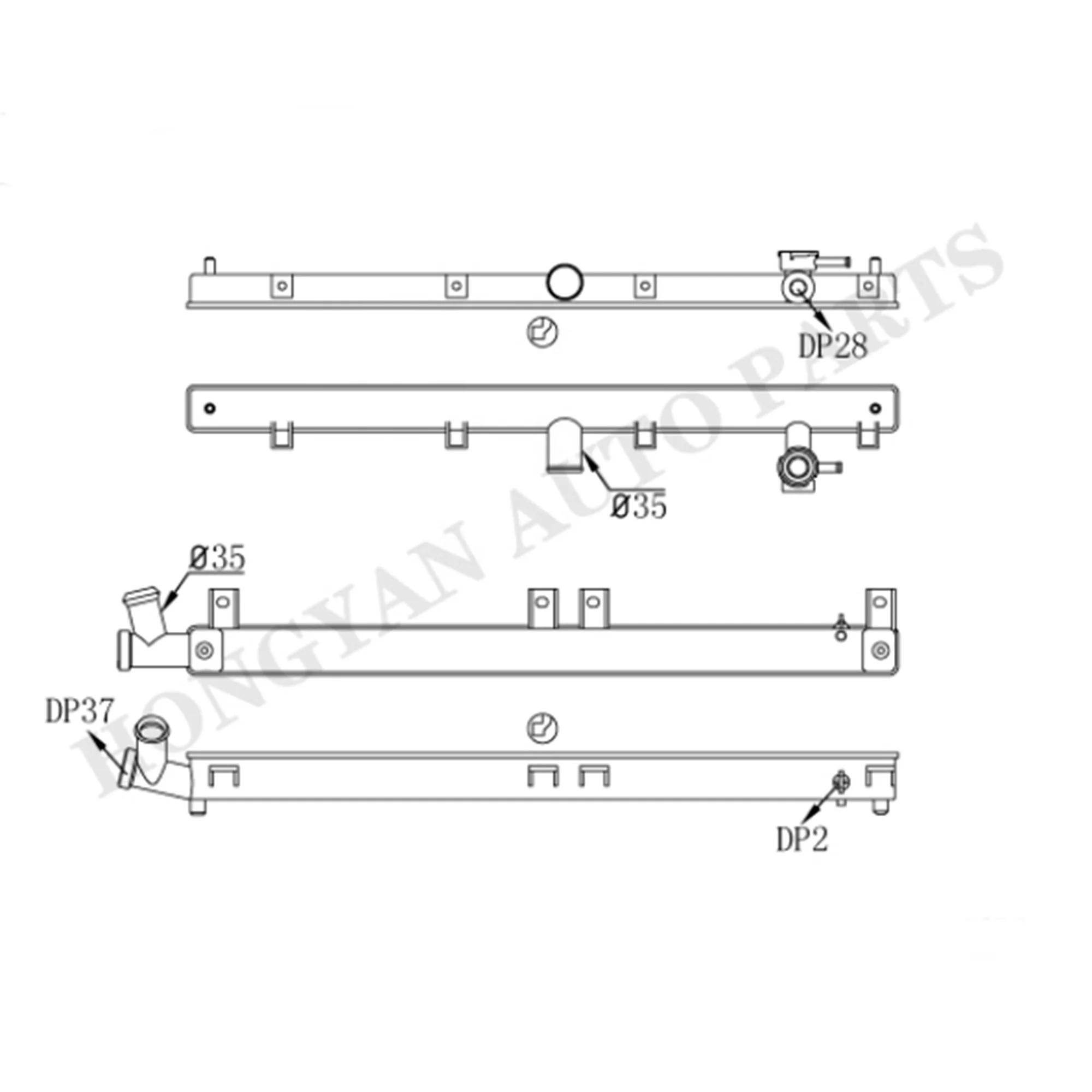 Plastic tank radiator parts for byd f3