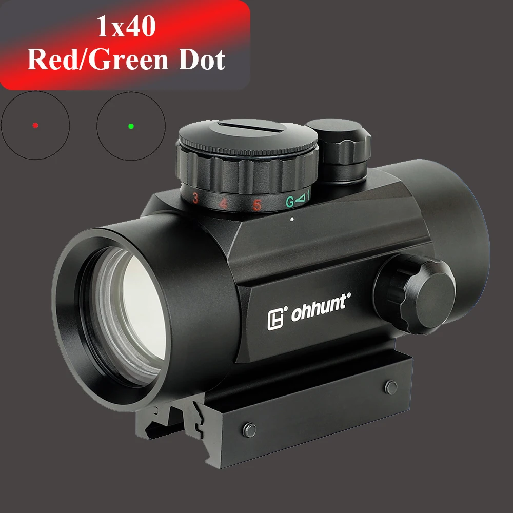 Тактический Оптический прицел Ohhunt OEM 1x40 с красной зеленой точкой и креплением 20 мм
