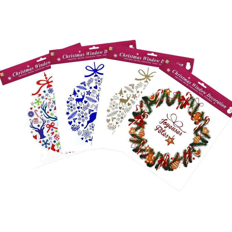 Рождественский цветок зеленый венок колокольчик олень лось окна наклейки магниты на холодильник статические электростатические липкие