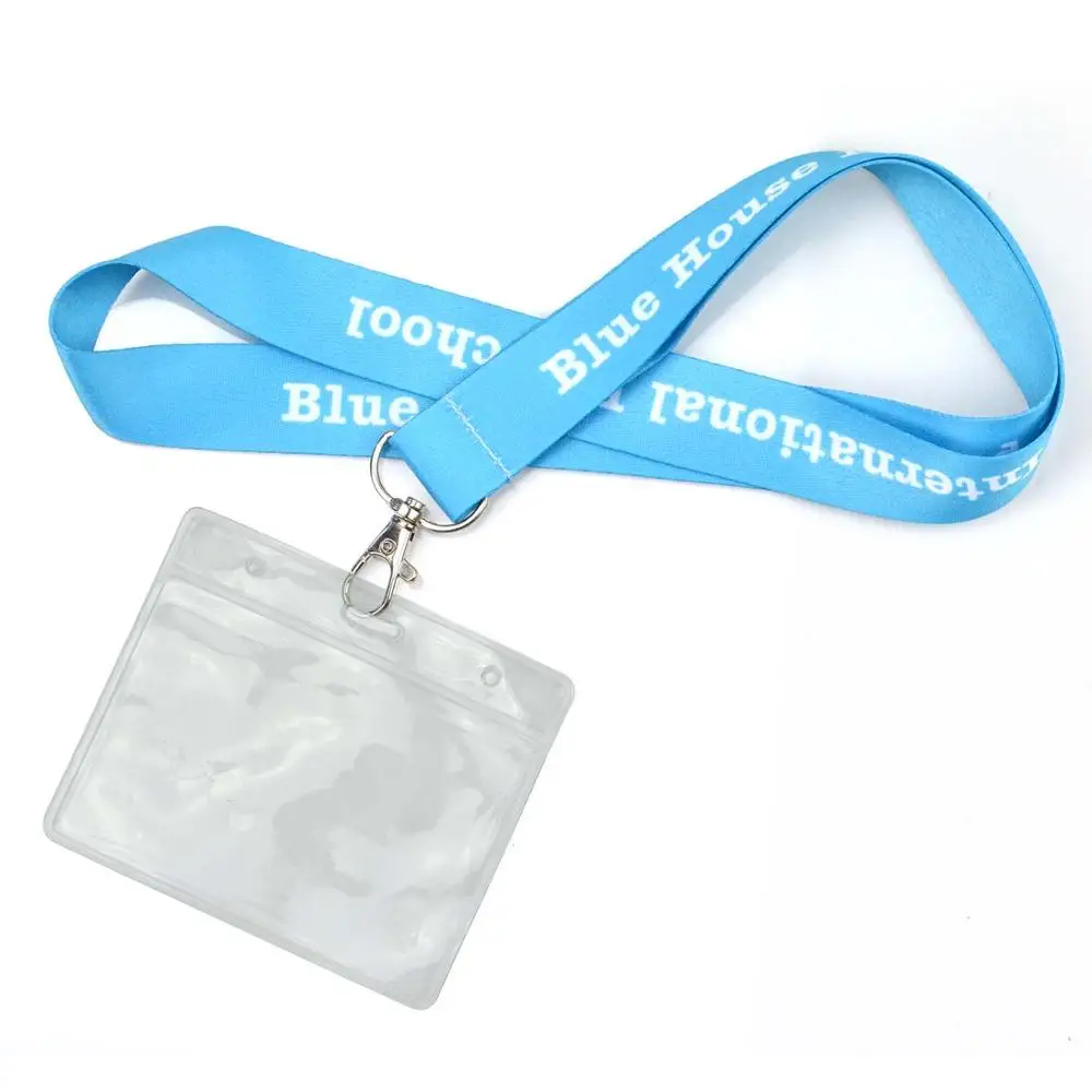 Custom Soft Plastic ID Working Name Badge PVC Card Holder With Neck Strap Polyester Lanyard
