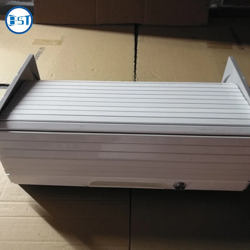 8mm thickness 45mm width slats vertical plastic roller shutter door for wooden steel kitchen tambour door with track