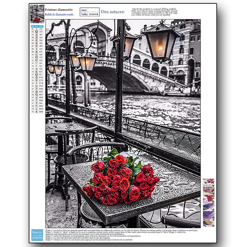 
Diamond Painting 5D Diy Full Drill Square Or Round Rose Town Canvas Pictures 30*40CM Diy Painting 3D Wall Art Canvas 