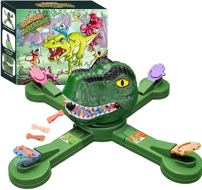 Electric Dinosaur Eating Bones Board Game Toy Preschool Education Challenge Game Dino Toys Funny Parent-Child Interactive Toys