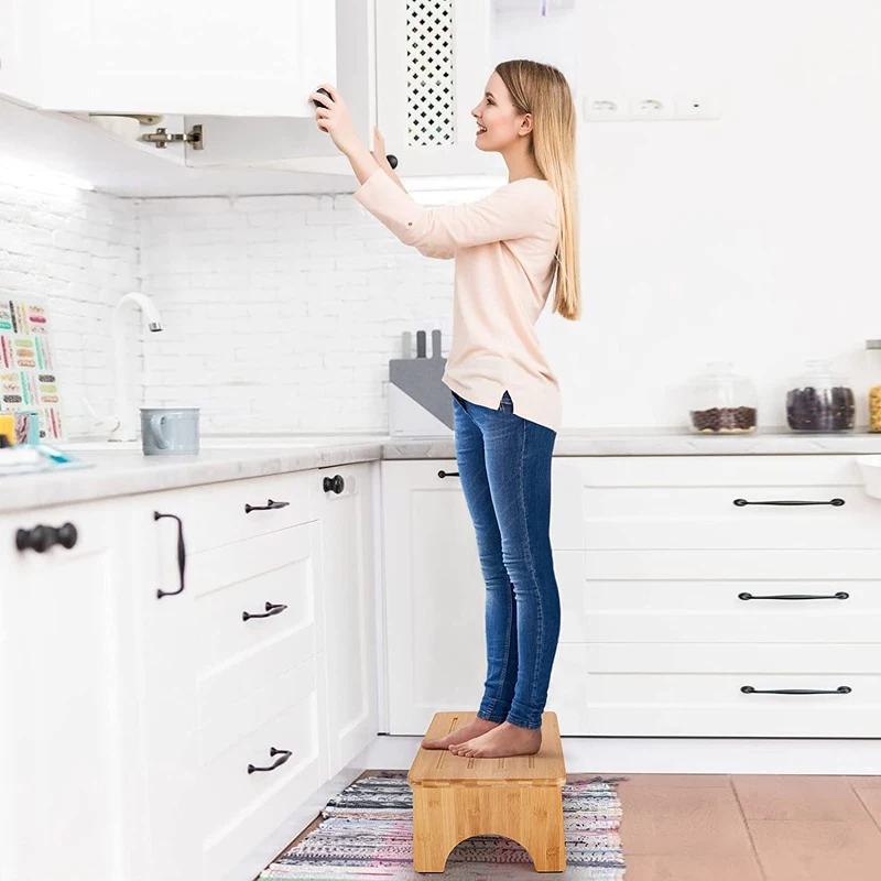 2 Pack Step Stool Bamboo Step Stool for Adults and Kids No Assembly