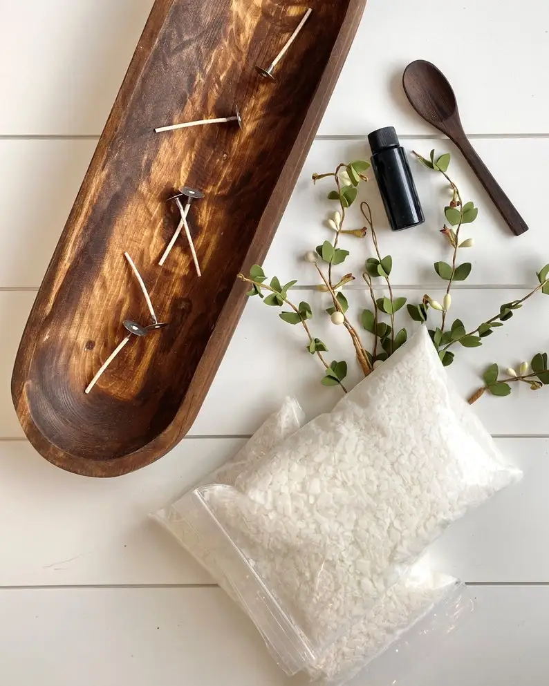 High quality Customized Wood bowl Cheap DIY candle making kit