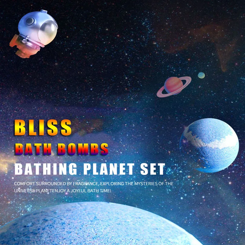Custom Essential Oil Planetary Kids Ball Packaging Bath Bombs Powder Gift Set Organic Salt Cocoa butter Bath Bombs