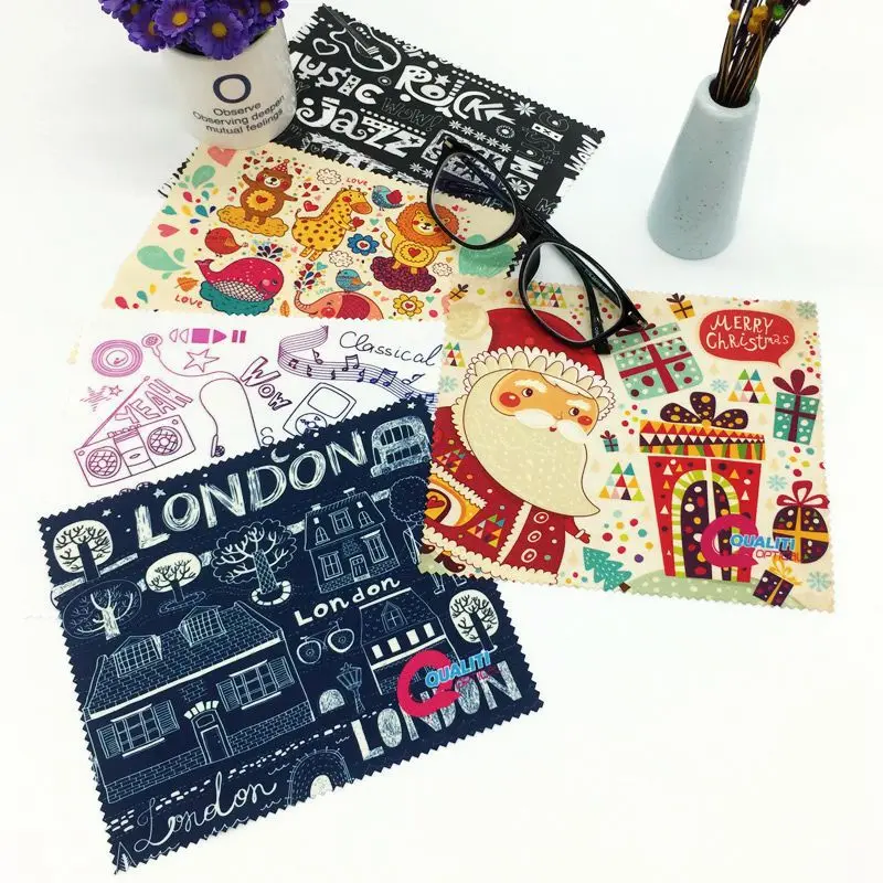 Оптовая продажа, салфетка из микрофибры для чистки ювелирных изделий, солнцезащитных очков, аксессуары для очков, салфетка для чистки с логотипом