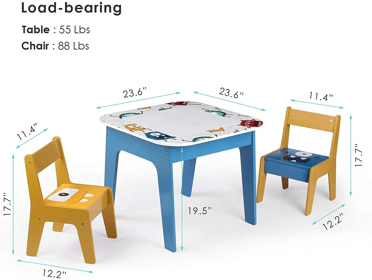 Toffy & Friends Wooden Kids Table and Chairs Set with Storage Child Block Activity Table Desk Sets
