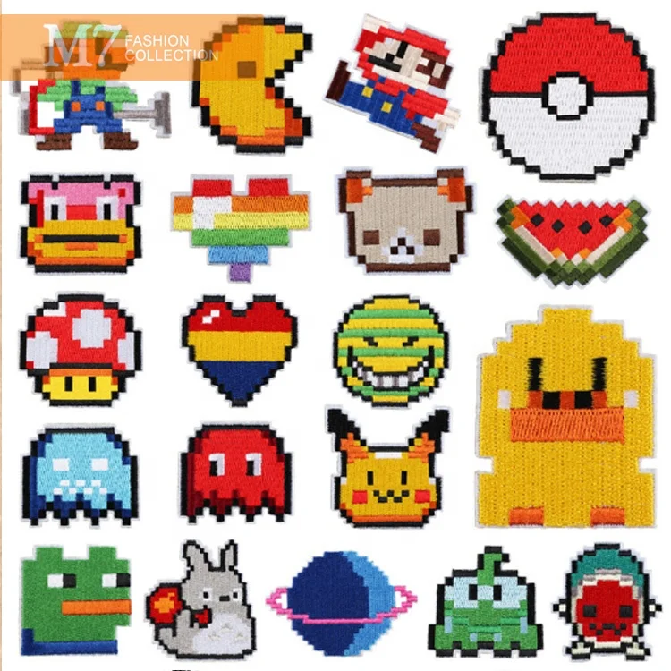 
HZ038 New Fashion Pixel Cartoon Patches Custom Game Character Patches For Clothing Applique 