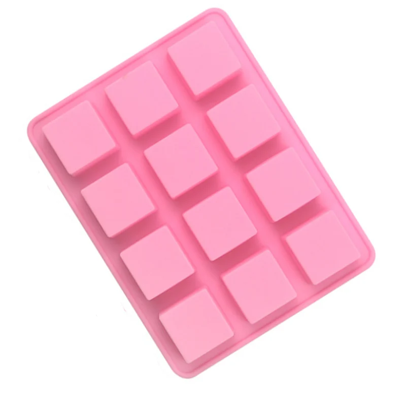 12-Cavity Plain Basic Rectangle Silicone Mould For Homemade Craft Soap Mold Cake Mold Ice Cube Tray