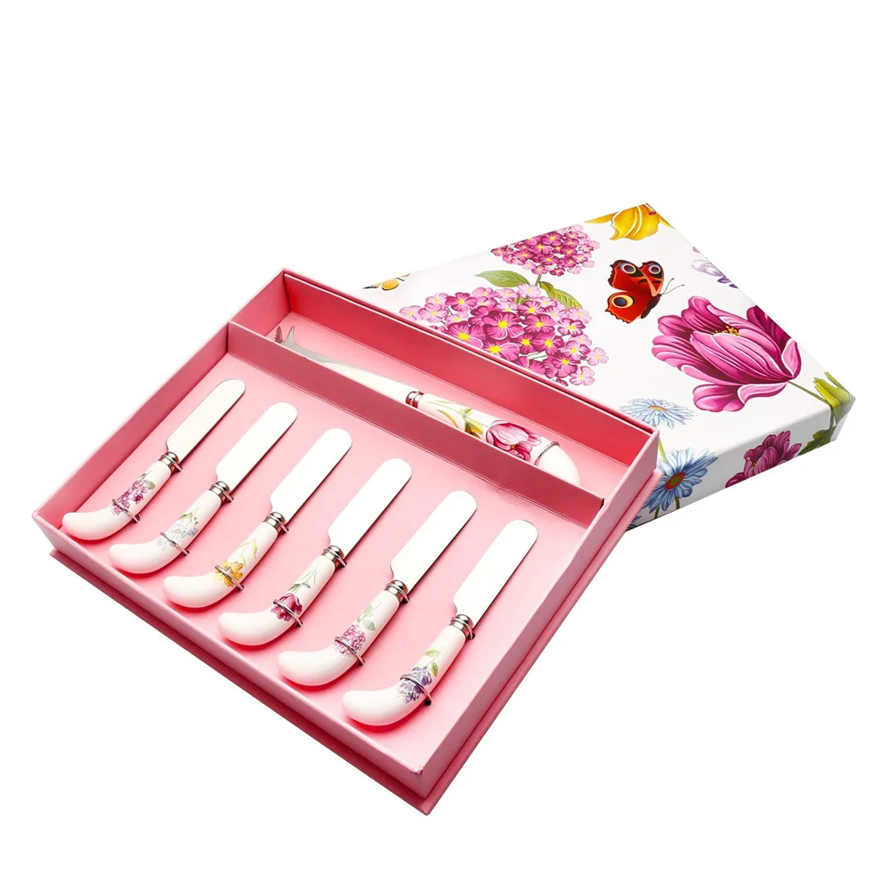 Нож для сыра из нержавеющей стали, нож для масла, набор из 7 предметов, керамическая ручка, столовые приборы