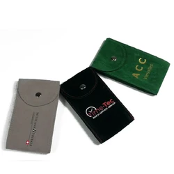 Wholesale hot selling free size transparent bag for hand watch case green velvet pouch plastic bag for watch straps
