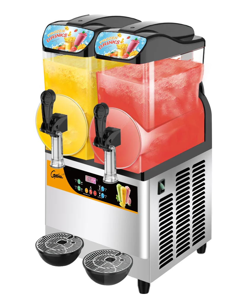 Commercial Slush Making Machine 12L x 2 Tanks Snow Frozen Drink Slushy Smoothie Maker With Led Light