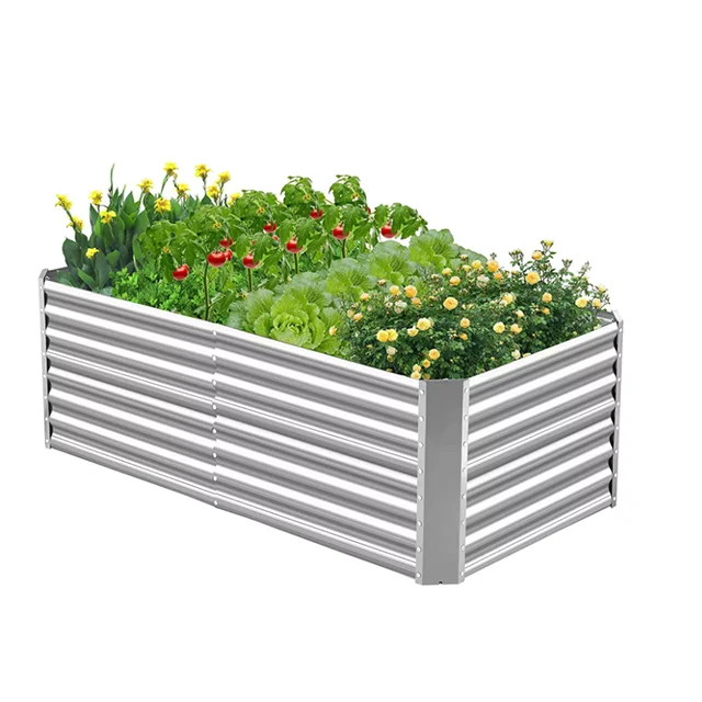 customized size 17' Tall 9in1 Metal Modular Corrugated Grey Aluzinc Raised Garden Bed/box/ for Vegetables
