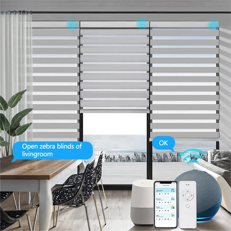 Zebra Blinds Smart Window Curtains French Design Polyester Roller Slats Office Privacy Manufactured Hotels Commercial Venetian