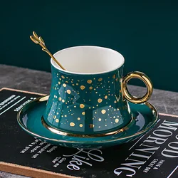 Flypeak New Nordic style luxury ceramic mugs coffee cup and saucer set tazas ceramic coffee cup tea cup sets