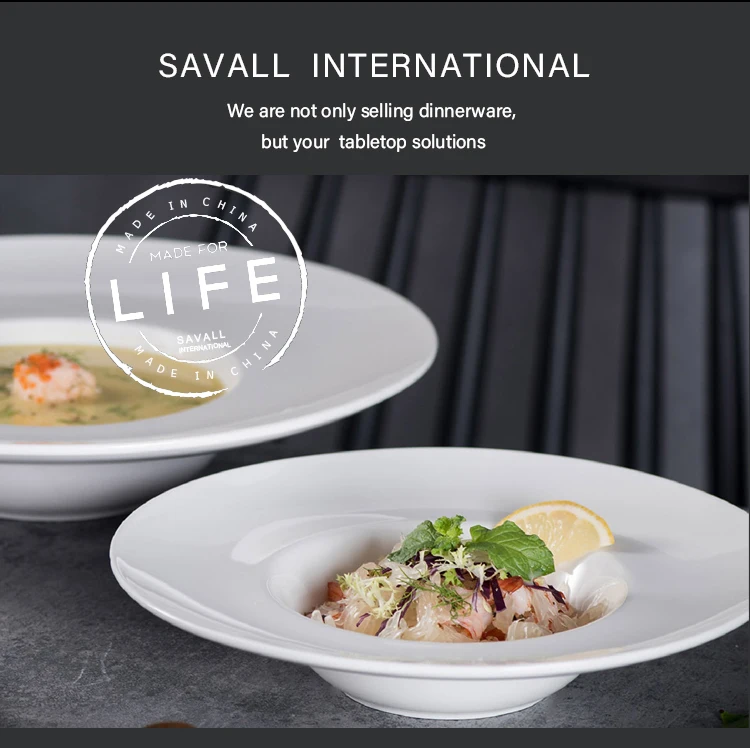 Savall HoReCa OEM 5-10inch Round deep pasta ceramic soup plate wedding ceramic plate porcelain soup plate ceramic