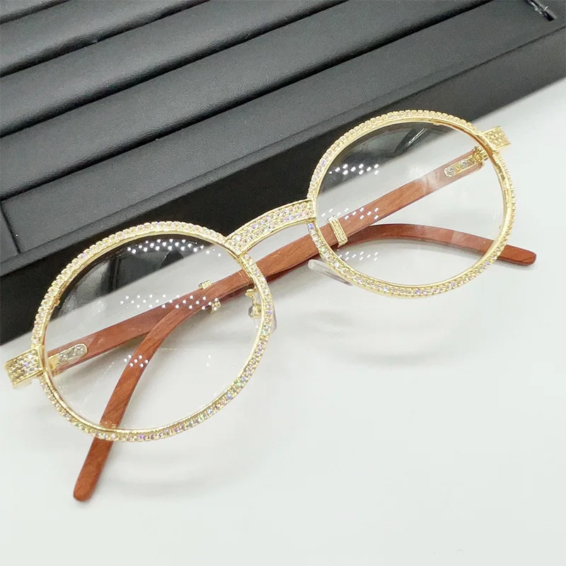 Pass Diamond Tester Luxury Diamond Cut Glasses VVS Moissanite Diamond Iced Out Glasses For Men Women