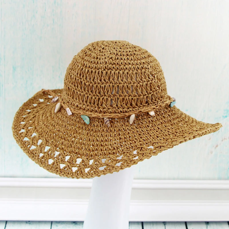 Cheap Large Foldable Brown Straw Floppy Hat Palm Western Retro Big Sun Hats For Women Panama Straw Hat UPF