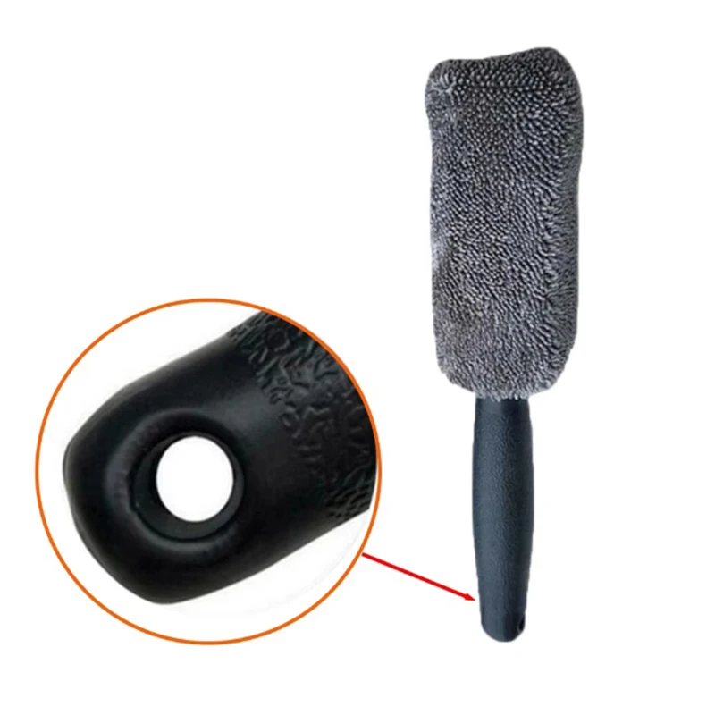 Custom Long Handle Microfiber Soft Twisting Cloth Car Wheel Tyre Tire Cleaning Washing Auto Detailing Brushes