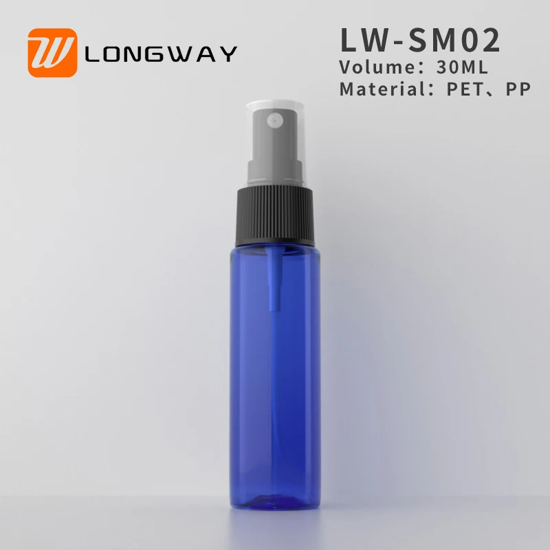 Wholesale PET Logo Printed 30ml Plastic Hair Mist Spray Pump Bottle with Cap for Perfume Cosmetic Packaging 1oz 30 ml