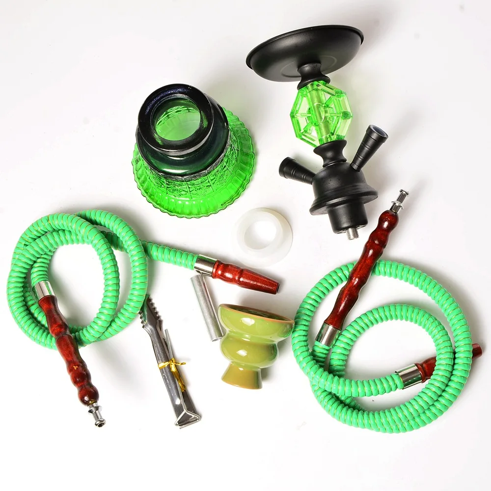 wholesale Color Double Tube Cheap Mini Hookah Small Shisha Box Hookah Set Glass Disposable Pumpkin Hookah
