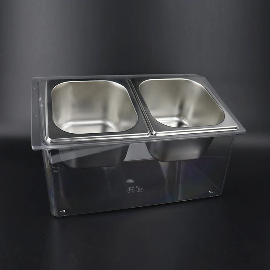Thickened stainless steel tray,  Metal European Dessert Food Storage Containers Buffet Pans GN Food Pan Tray Holder Rack