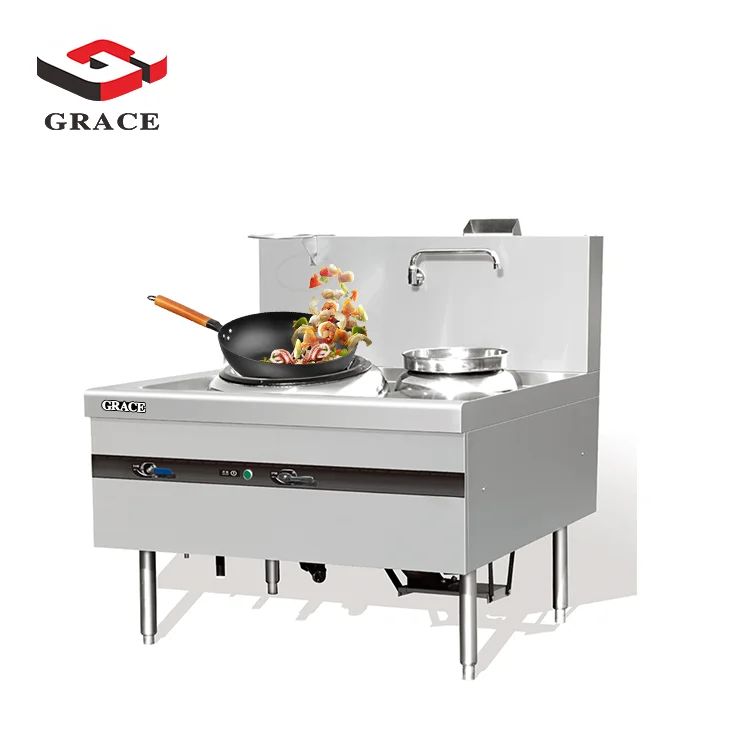 2 Burner Industrial Kitchens Chinese Wok Burner Machine Station Commercial Restaurant Round Frying Stove Induction Wok Range