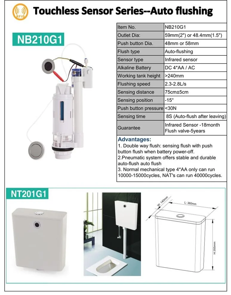 CE WRAS ROHS IPX4  sensor water tank toilet cistern Touchless toilet flush cistern Smart Toilet
