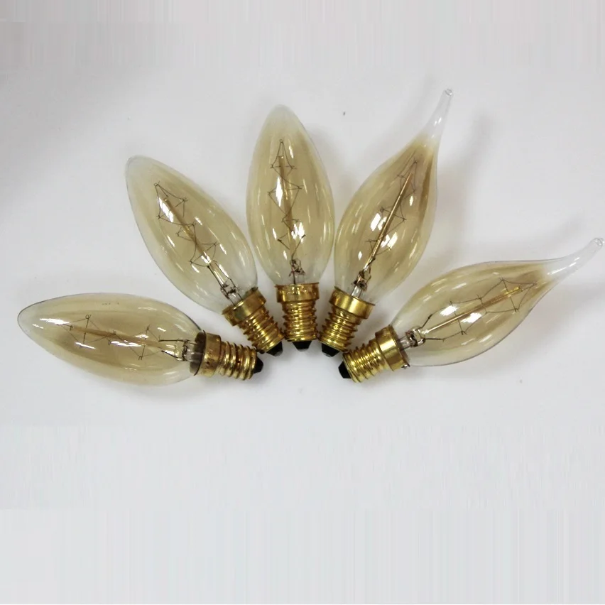 Dimmable 25W Carbon antique style light bulbs Tungsten vintage Edison lamp G35 Warm White E14 220V Candle Bulbs Lighting