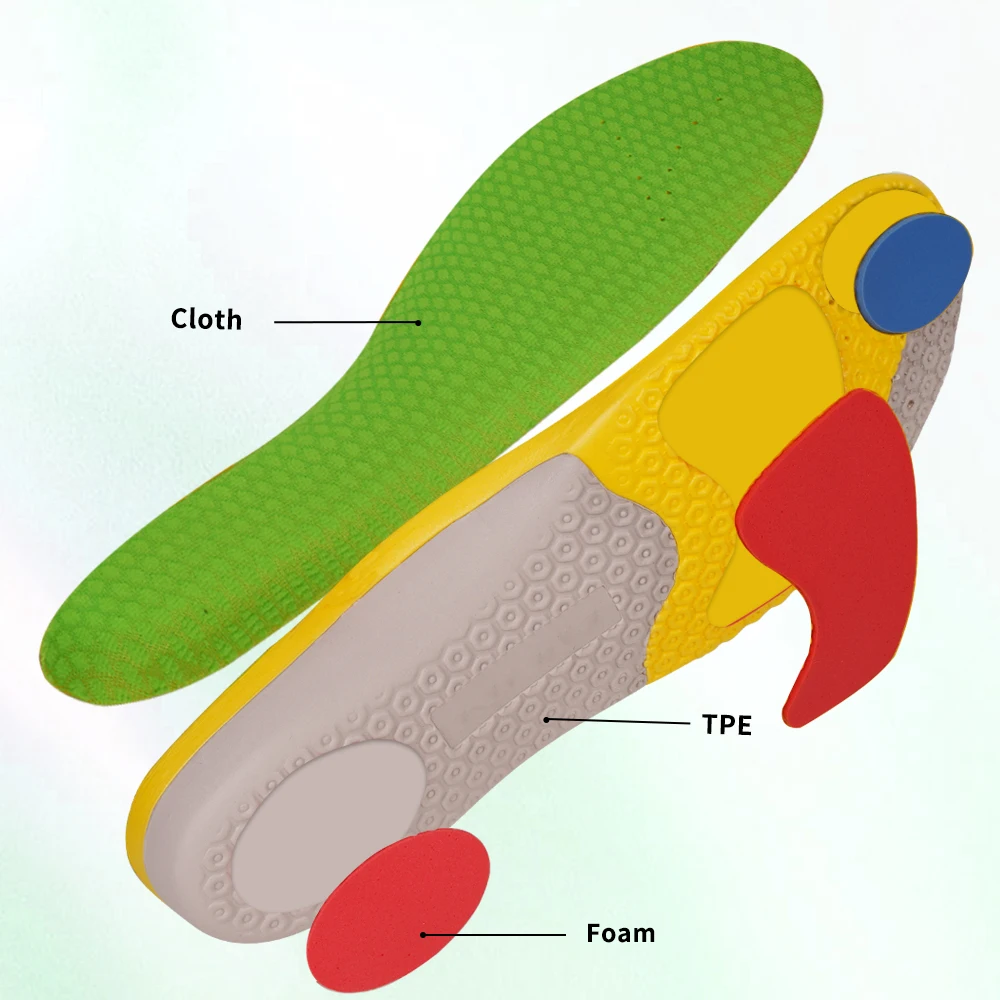 Sports Arch Support Kids Insole Orthopedic Massaging Foam for Comfortable Running Fits Shoes with PU Material