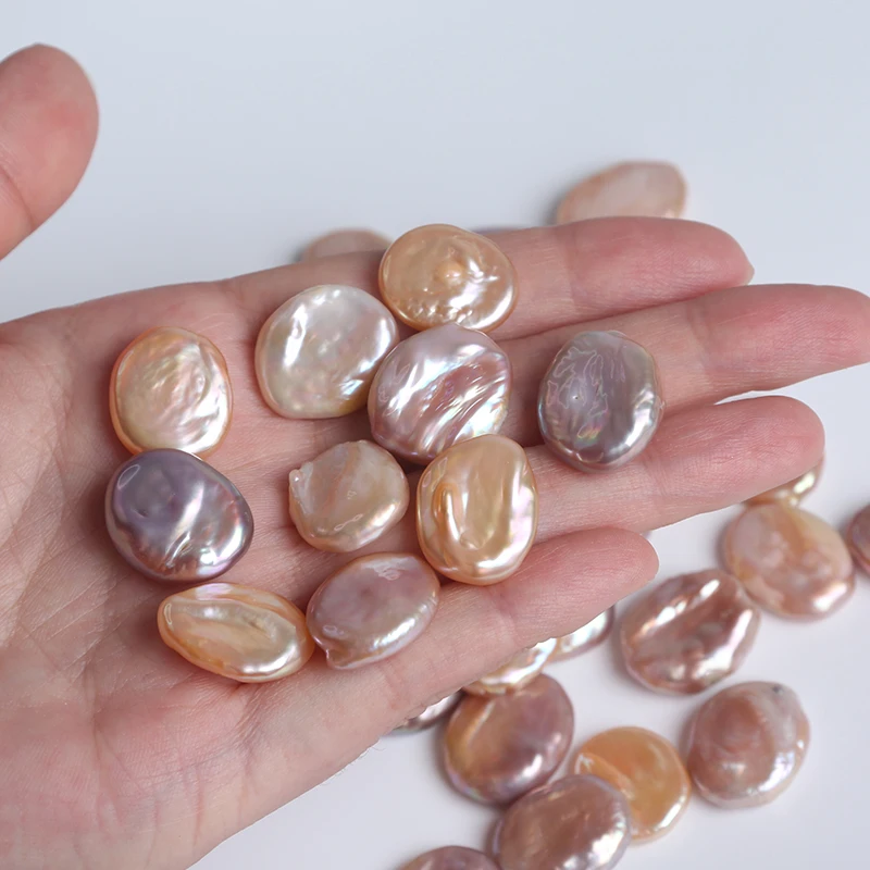 14-16mm Natural Freshwater Pearl Baroque Coin Pearl beads Loose Pearls High Luster Flawless