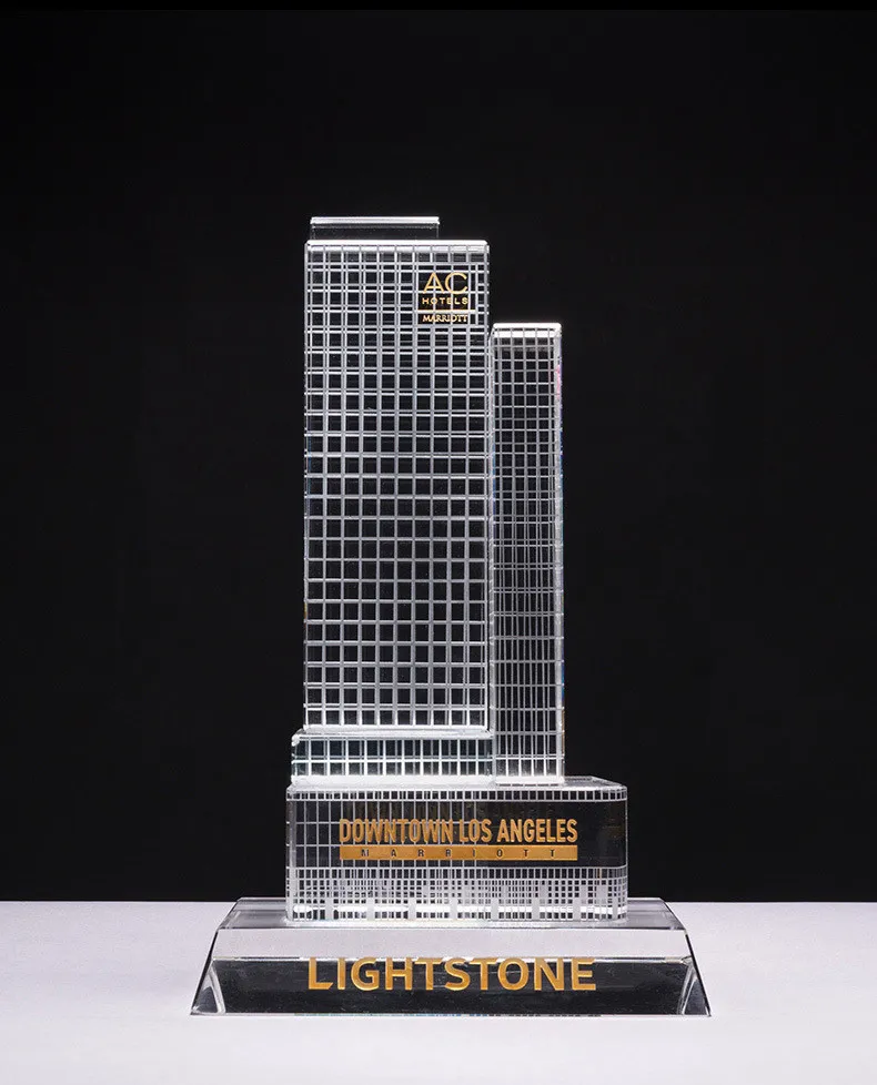 Хрустальная Строительная модель, металлическая Крытая поверхность, Хрустальная 3d Строительная модель для сувенира